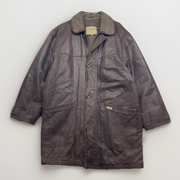 Nickelson Leather Men Sz M Aviator Leather Brown Jacket Sherpa Fleece Lined Read - Picture 1 of 16